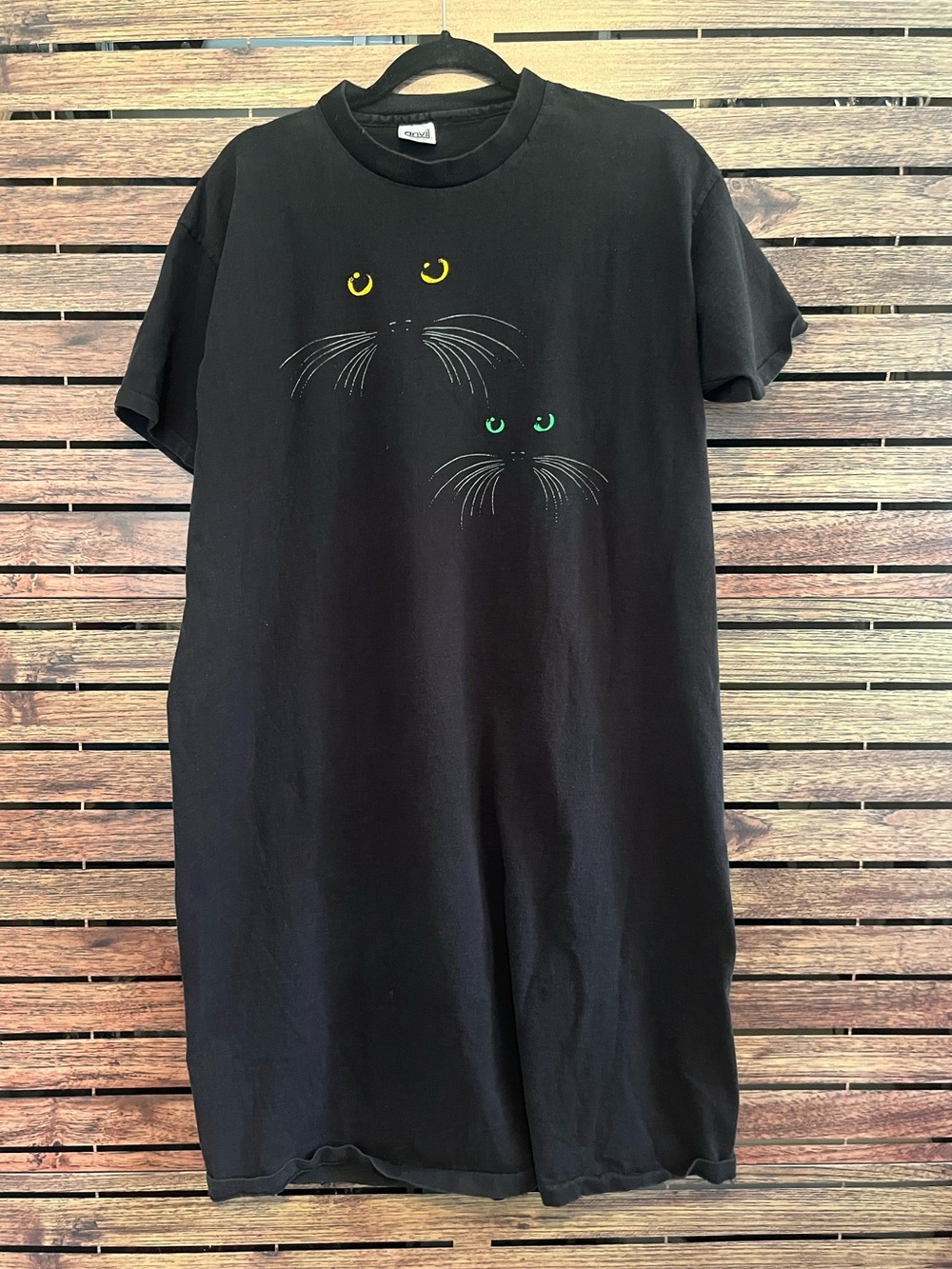 Vintage Black Cat Dress, Long OS Tee